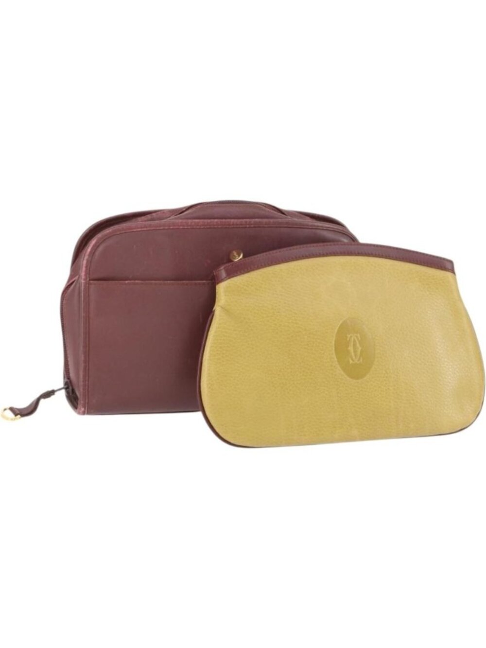 CARTIER Must Line Bag Leather 2 Set Bordeaux Beige
